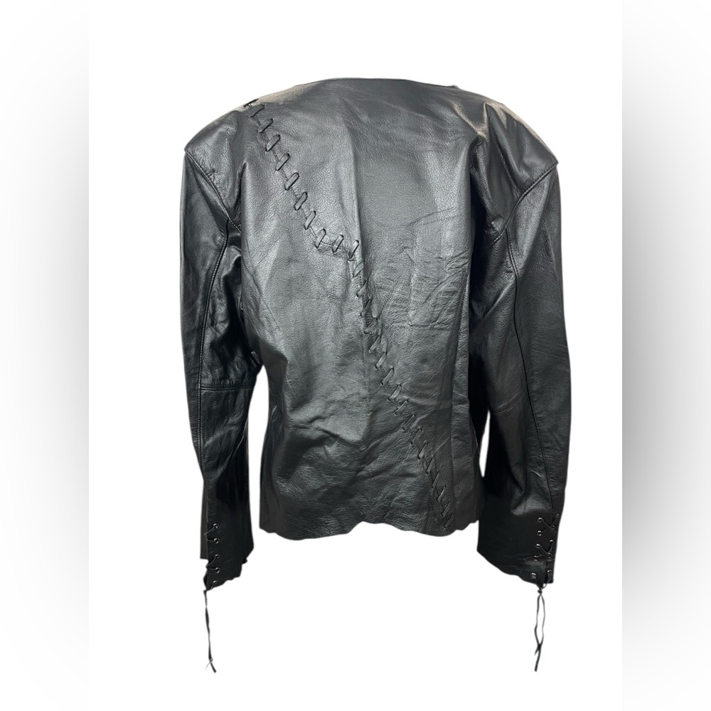 NWT Women’s Rare Vintage Y2K Harley Davidson Asymmetric Black Leather Jacket XL - Picture 7 of 15